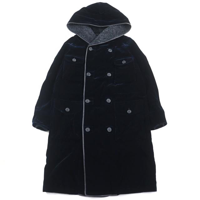 極美品○GIORGIO ARMANI ジョルジオアルマーニ 2020年製 0WGOL05E WATER REPELLENT ムートン使い ベルベット コート 50R 正規品 メンズ