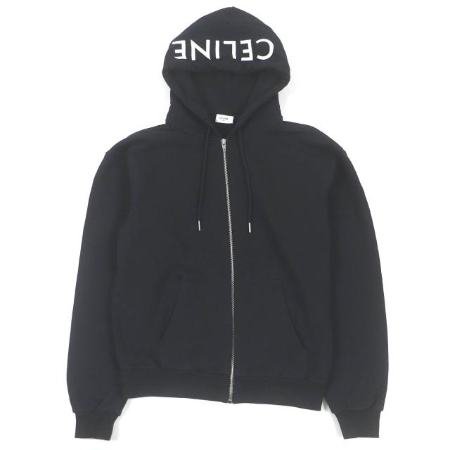 美品□CELINE セリーヌ 2Y497670Q コットン フードロゴプリント ルーズ 
