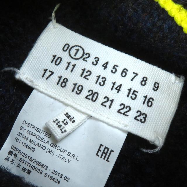 極美品△Maison Margiela 1 メゾンマルジェラ1 S51TH0038 ウール ボトルネック プルオーバー ニットベスト ネイビー イエロー 正規品_5