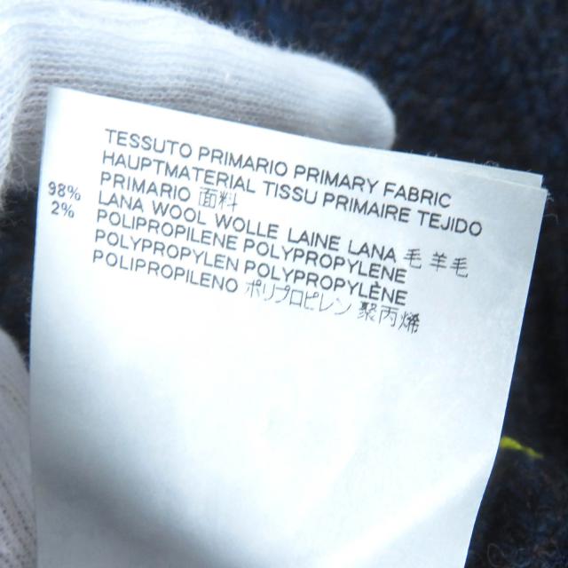 極美品△Maison Margiela 1 メゾンマルジェラ1 S51TH0038 ウール ボトルネック プルオーバー ニットベスト ネイビー イエロー 正規品_7