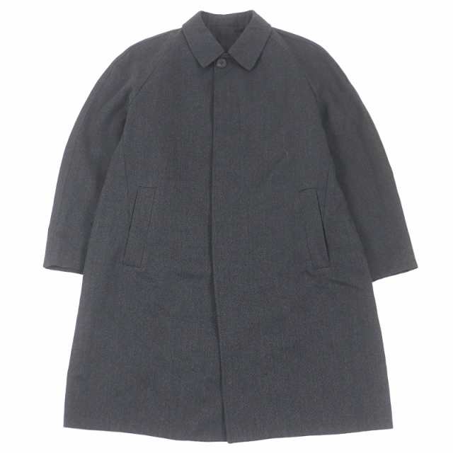 美品□Dunhill ダンヒル ウール100％ ボタンフライ ロングコート ステンカラーコート ダークグレー 52 イタリア製 正規品 メンズ