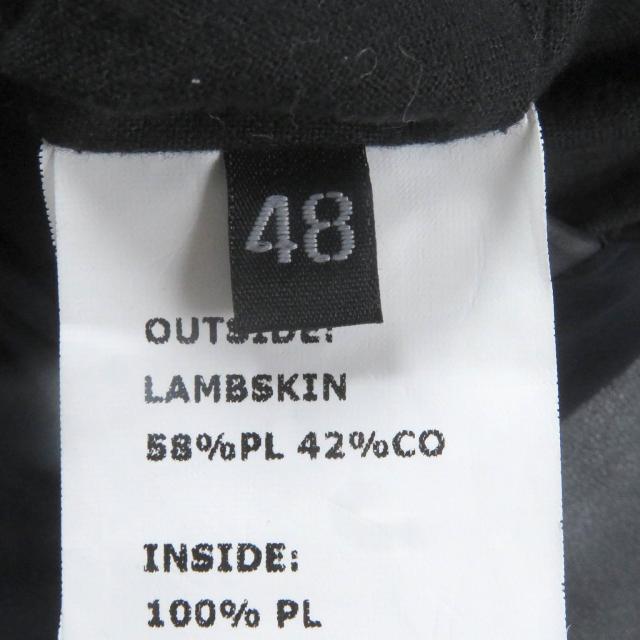 極美品□EMMETI エンメティ 羊革 ラムレザーパイピング フーデッド