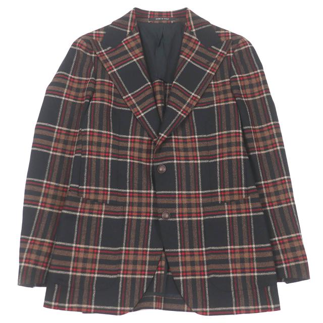 極美品□TAGLIATORE タリアトーレ PINO LERARIO チェック柄 シングル ブレザー テーラードジャケット ブラック 46 イタリア製 正規品