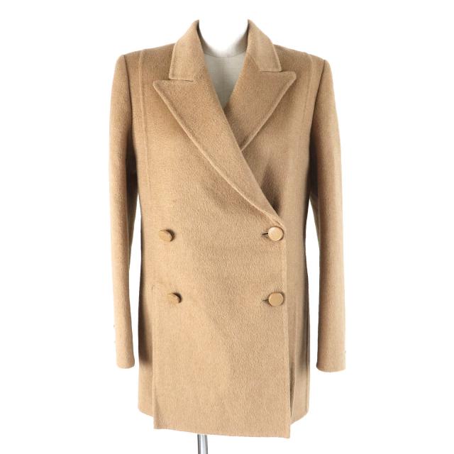 未使用品△FENDI フェンディ 2021年製 FJ7221 キャメル100％ FFカリグラフィ 裏地総柄 ピーコート ライトブラウン 38 イタリア製 正規品