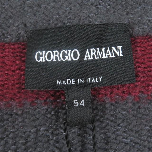 未使用品□GIORGIO ARMANI ジョルジオアルマーニ 18AW カシミヤ シルク 黒タグ ニット グレー ボルドー 54 イタリア製 正規品 メンズ_3