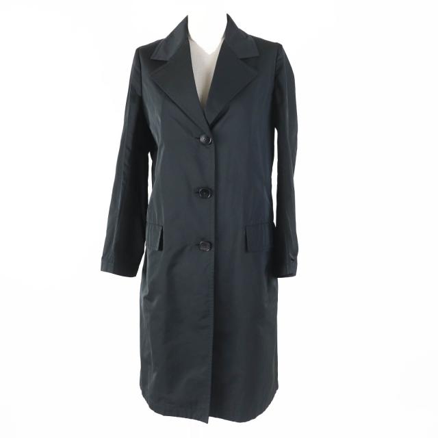 極美品◎JIL SANDER ジルサンダー シルク混 ロング丈 チェスターコート ブラック 34 イタリア製 正規品 レディース 定価217800円