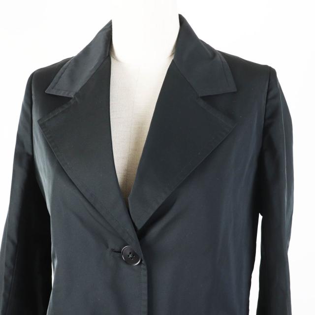 極美品◎JIL SANDER ジルサンダー シルク混 ロング丈 チェスターコート ブラック 34 イタリア製 正規品 レディース_1