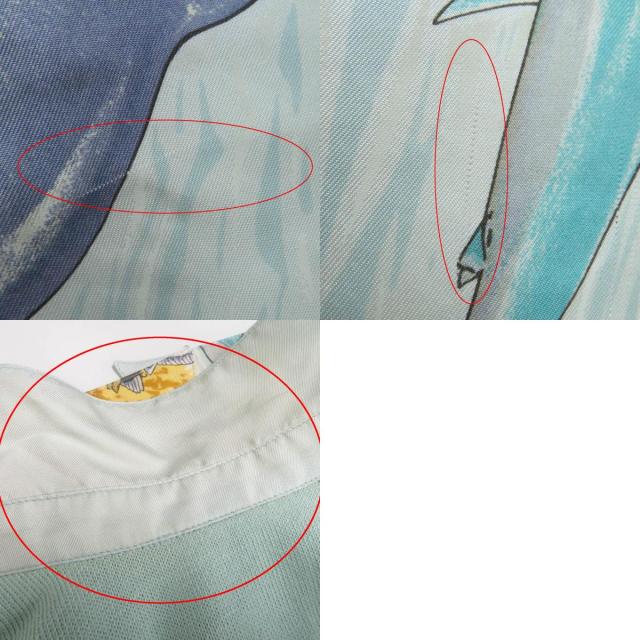 美品◎HERMES エルメス ヴィンテージ La Vie Precieuse de la Mediterranee 地中海の貴重な命 シルクHボタン 半袖ツイルレーヌトップス M_9