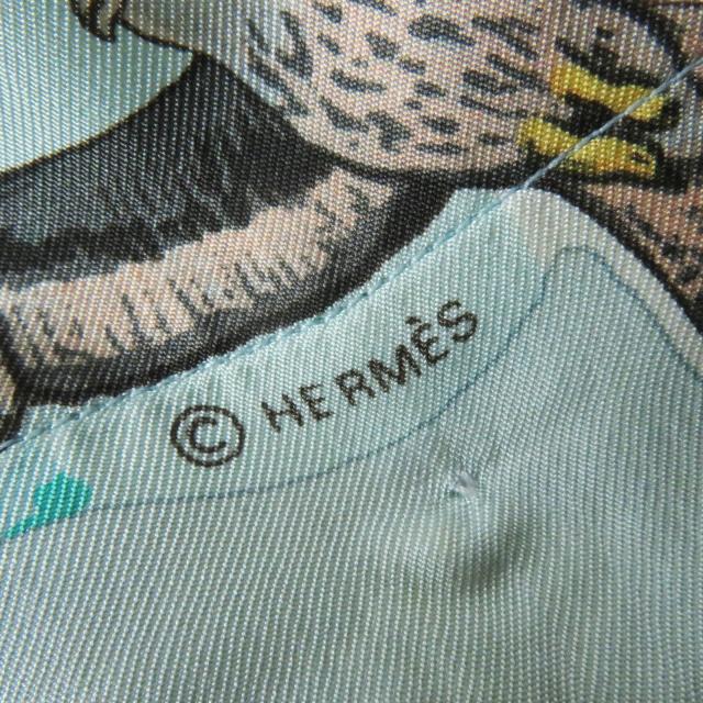 美品◎HERMES エルメス ヴィンテージ La Vie Precieuse de la Mediterranee 地中海の貴重な命 シルクHボタン 半袖ツイルレーヌトップス M_6