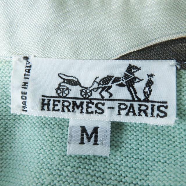 美品◎HERMES エルメス ヴィンテージ La Vie Precieuse de la Mediterranee 地中海の貴重な命 シルクHボタン 半袖ツイルレーヌトップス M_7