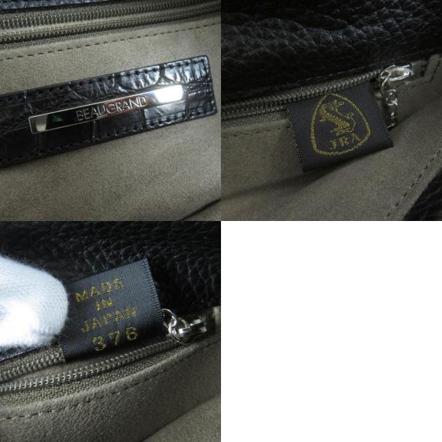 未使用品☆BEAUGRAND ボーグラン JRAタグ・チャーム付 クロコレザー使い レザー 2WAY ショルダー・ハンドバッグ ブラック レディース_9
