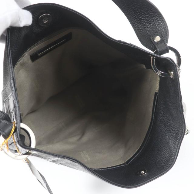 未使用品☆BEAUGRAND ボーグラン JRAタグ・チャーム付 クロコレザー使い レザー 2WAY ショルダー・ハンドバッグ ブラック レディース_7