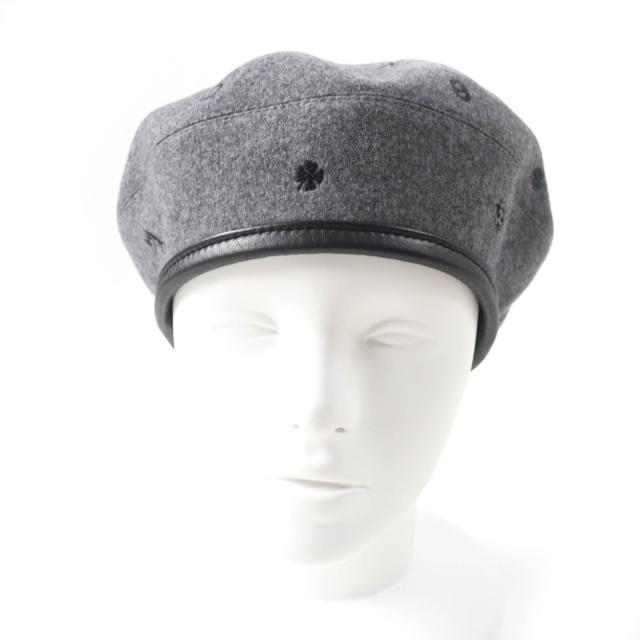 極美品☆HERMES エルメス サントノーレ カシミヤ100％ セリエ金具 裏地H柄 帽子 ベレー帽 ブルーグレー系 58 伊製 正規品 レディース エルメス サントノーレ カシミヤ100％ ベレー帽 58 イタリア製 正規品