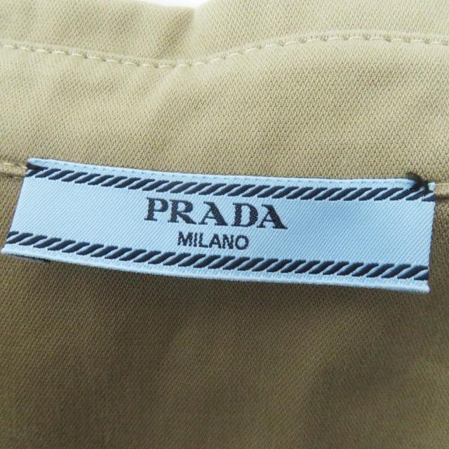 極美品◎PRADA プラダ 2023年製 P293HT コットン トライアングルロゴベルト付 半袖 オールインワン／ジャンプスーツ ベージュ系 36 正規品_5