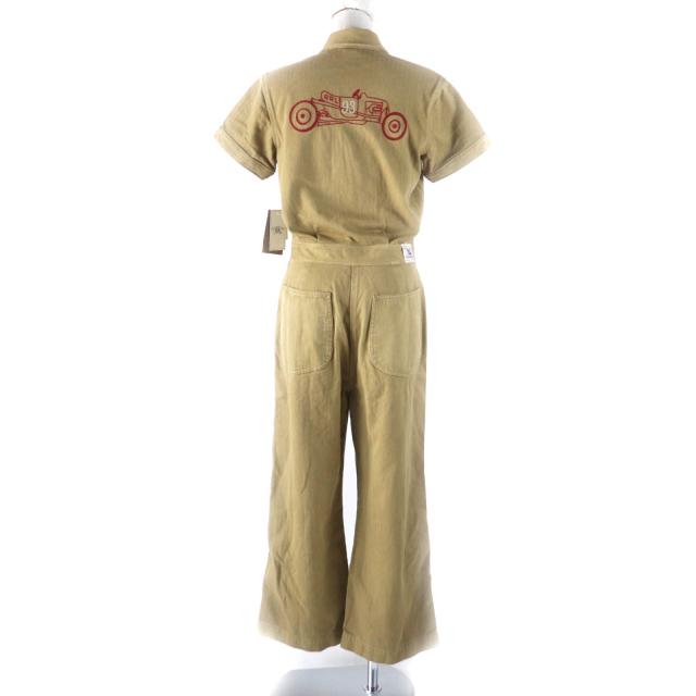 未使用品★RRL ダブルアールエル コットン100％ ヘリンボーン柄 半袖 ジャンプスーツ オールインワン ベージュ 2 正規品 レディース_2