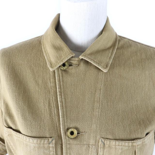 未使用品★RRL ダブルアールエル コットン100％ ヘリンボーン柄 半袖 ジャンプスーツ オールインワン ベージュ 2 正規品 レディース_3