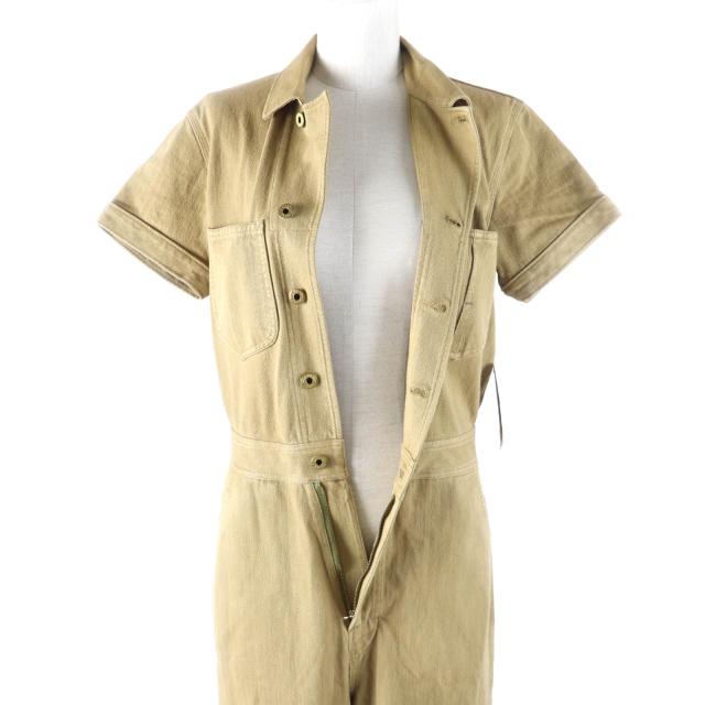 未使用品★RRL ダブルアールエル コットン100％ ヘリンボーン柄 半袖 ジャンプスーツ オールインワン ベージュ 2 正規品 レディース_4