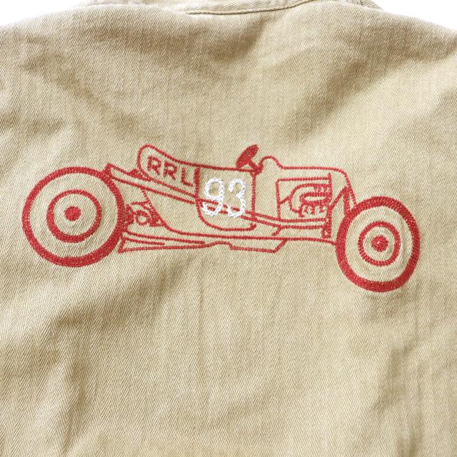 未使用品★RRL ダブルアールエル コットン100％ ヘリンボーン柄 半袖 ジャンプスーツ オールインワン ベージュ 2 正規品 レディース_5