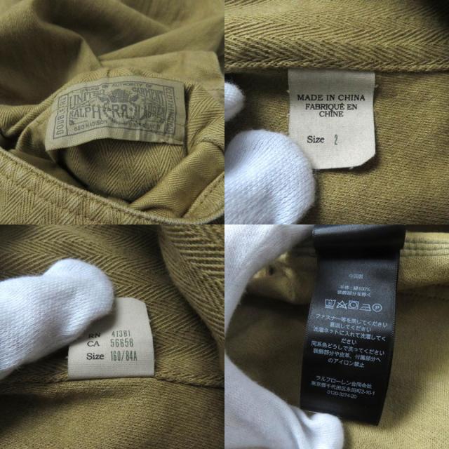 未使用品★RRL ダブルアールエル コットン100％ ヘリンボーン柄 半袖 ジャンプスーツ オールインワン ベージュ 2 正規品 レディース_8