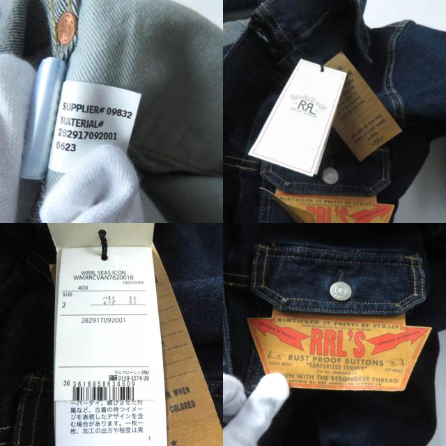 未使用品★RRL ダブルアールエル ロゴボタン付 長袖 デニム ジャンプスーツ オールインワン インディゴ 2 正規品 レディース_9