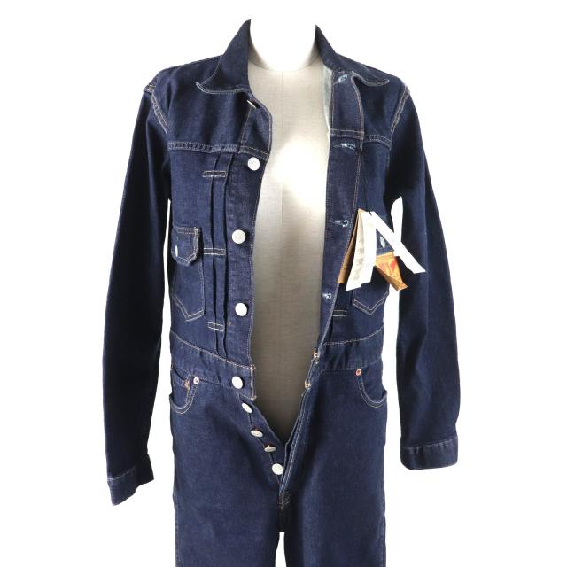 未使用品★RRL ダブルアールエル ロゴボタン付 長袖 デニム ジャンプスーツ オールインワン インディゴ 2 正規品 レディース_4