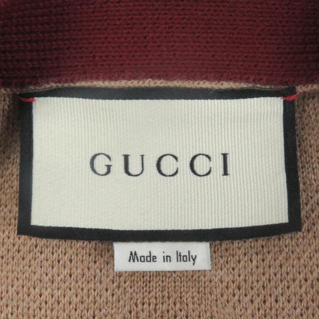 極美品□GUCCI グッチ 20AW 572631 ウール GGジャガード ロゴ総柄 ニットカーディガン セーター ボルドー S イタリア製 正規品 メンズ