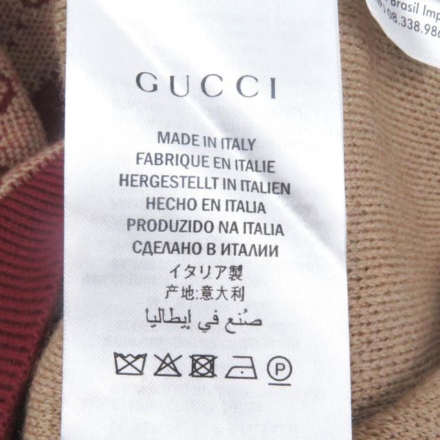 極美品□GUCCI グッチ 20AW 572631 ウール GGジャガード ロゴ総柄 ニットカーディガン セーター ボルドー S イタリア製 正規品 メンズ