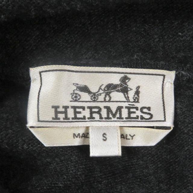 美品□HERMES エルメス 20AW ウール カシミヤ Hロゴ プルオーバーフーディー ニットパーカー ダークグレー S イタリア製 正規品 メンズ_4