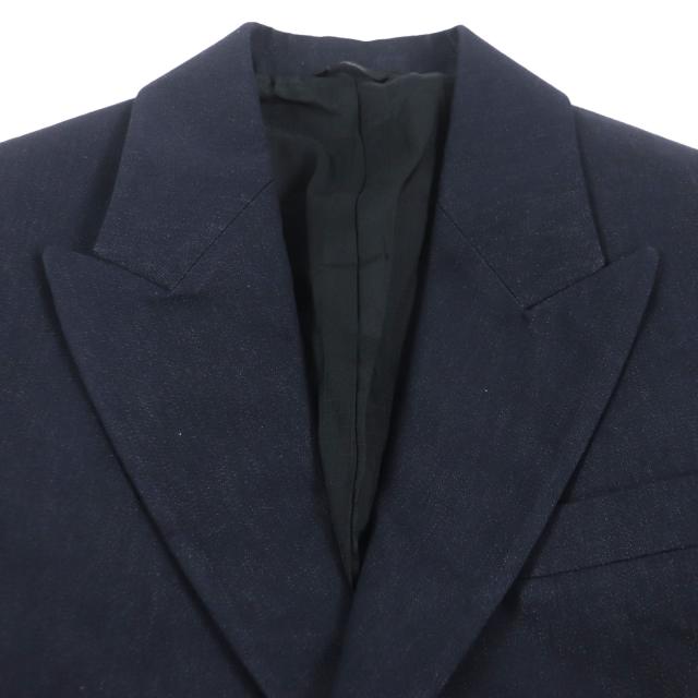 未使用品▼FENDI フェンディ 2021年製 FF0652 ロゴ入ボタン 裏地FFロゴ デニム シングル チェスターコート インディゴ 50 正規品 メンズ 未使用品▽FENDI フェンディ 2021年製 FF0652 ロゴ入ボタン 裏地FFロゴ