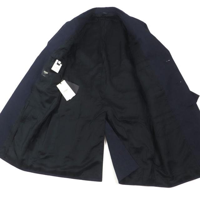 未使用品▽FENDI フェンディ 2021年製 FF0652 ロゴ入ボタン 裏地FFロゴ