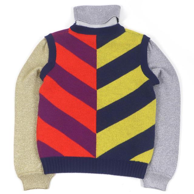 極美品□GUCCI グッチ 724770 GGロゴジャガード ドッキングデザイン タートルネック セーター マルチカラー S イタリア製 正規品 メンズ_2