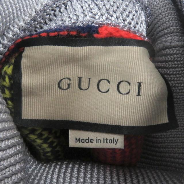 極美品□GUCCI グッチ 724770 GGロゴジャガード ドッキングデザイン タートルネック セーター マルチカラー S イタリア製 正規品 メンズ_4