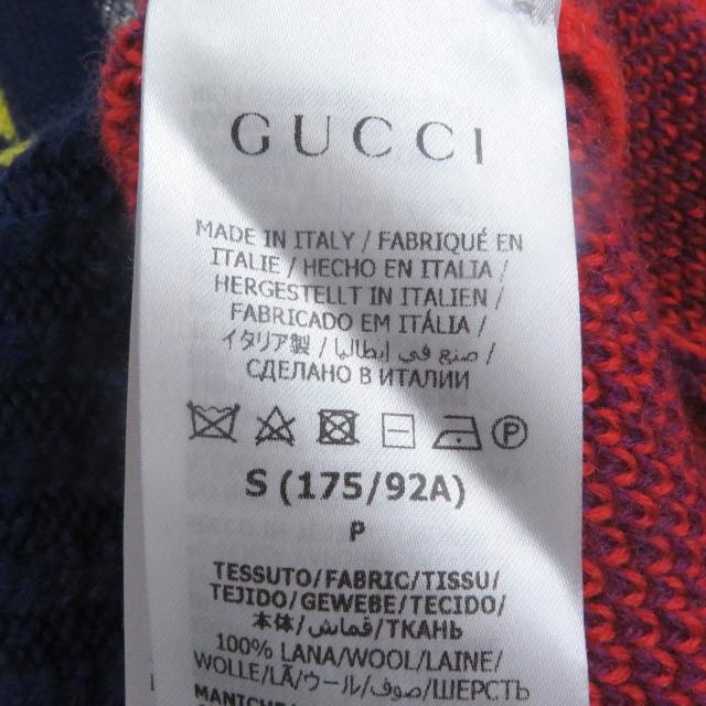 極美品□GUCCI グッチ 724770 GGロゴジャガード ドッキングデザイン タートルネック セーター マルチカラー S イタリア製 正規品 メンズ_5