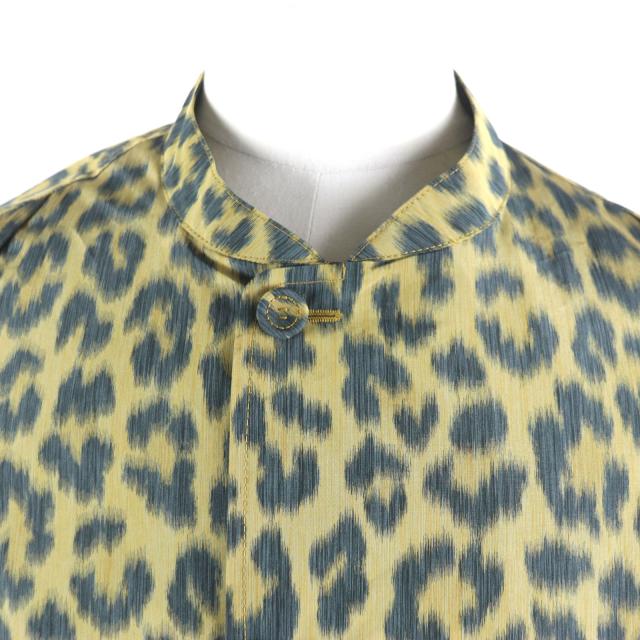 未使用品▼DIOR ディオール オム 22AW 243C425A5646 レオパード 2WAY シャツジャケット ポンチョ イエロー グリーン 46 正規品 メンズ