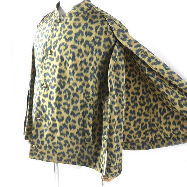 未使用品▼DIOR ディオール オム 22AW 243C425A5646 レオパード 2WAY シャツジャケット ポンチョ イエロー グリーン 46 正規品 メンズ