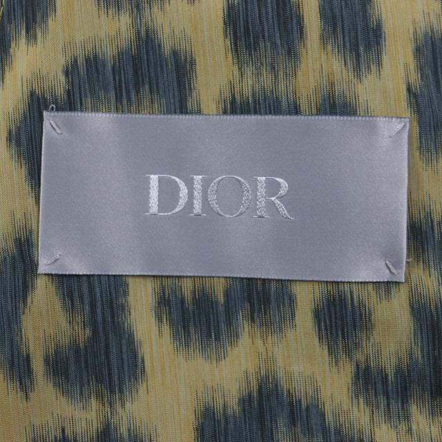 未使用品▼DIOR ディオール オム 22AW 243C425A5646 レオパード 2WAY シャツジャケット ポンチョ イエロー グリーン 46 正規品 メンズ