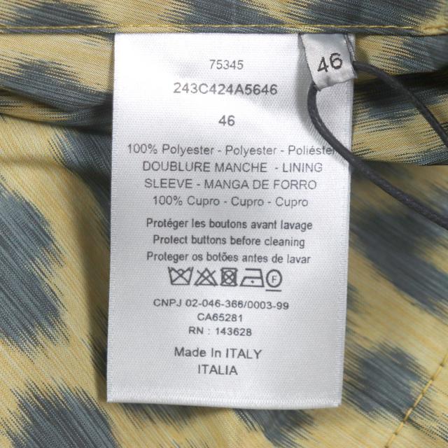 未使用品▼DIOR ディオール オム 22AW 243C425A5646 レオパード 2WAY シャツジャケット ポンチョ イエロー グリーン 46 正規品 メンズ