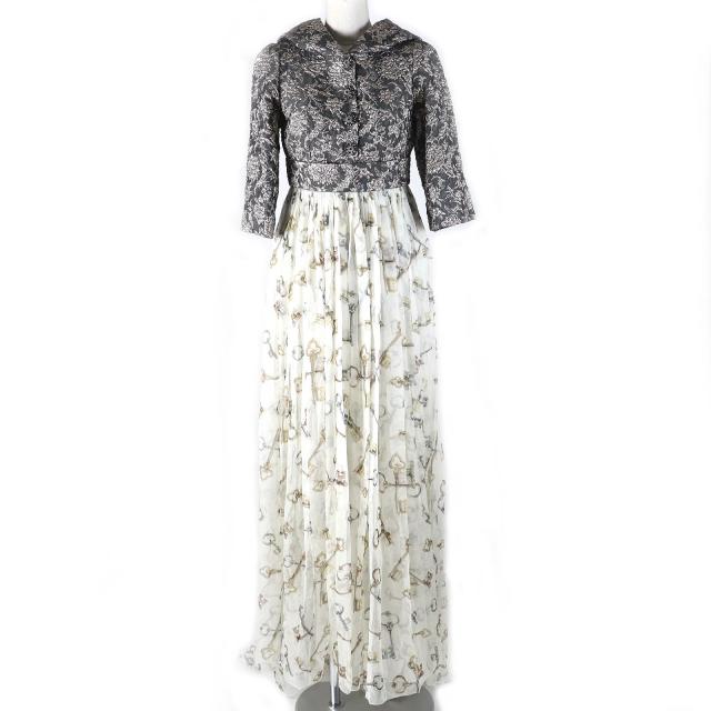 未使用品△DOLCE&GABBANA ドルチェ＆ガッバーナ シルク60% 黒タグ ビジューボタン エンブロイダリー ワンピース 38 正規品 定価1016400円