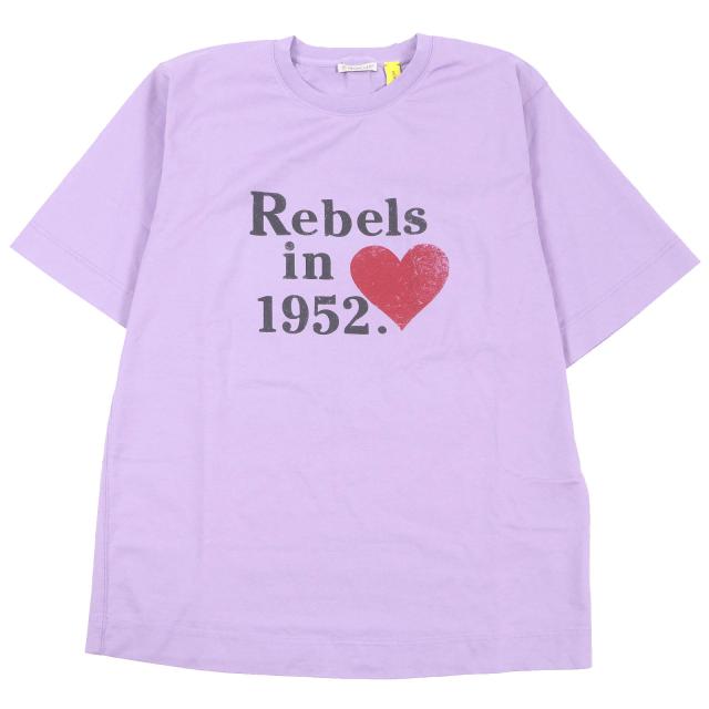 未使用品□MONCLER GENIUS 2 モンクレール ジーニアス 2 T-SHIRT GIROCOLLO コットン プリントデザイン 半袖Ｔシャツ パープル S 正規品