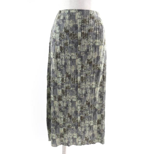 極美品★PLEATS PLEASE プリーツプリーズ イッセイミヤケ PP41-JG934 モザイク柄 プリーツ ロングスカート マルチ 1 正規品 レディース