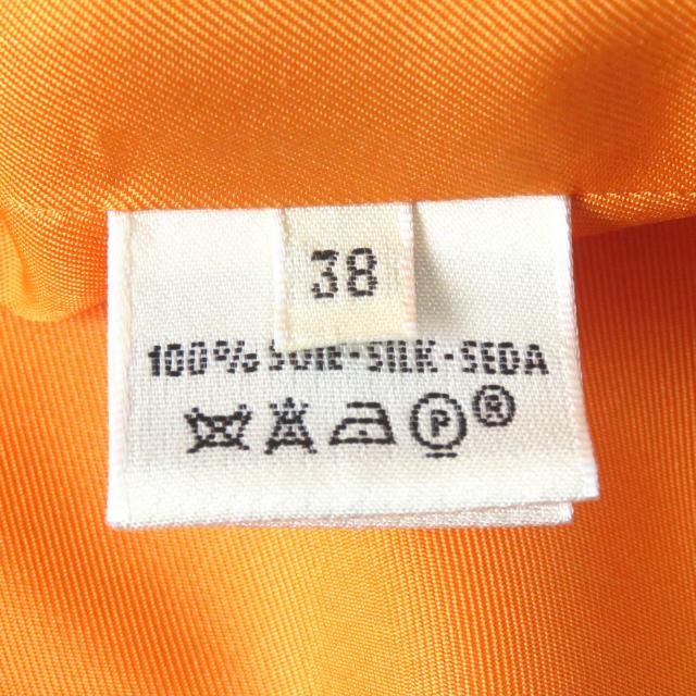 良品△HERMES エルメス ヴィンテージ マルジェラ期 Les Capucines 金蓮花 シルク100％ 長袖シャツ オレンジ系 38 フランス製 レディース_7
