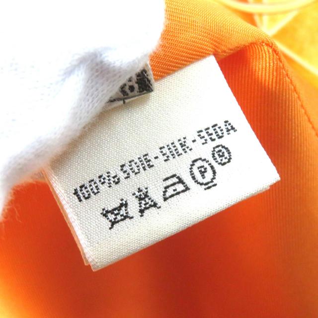 良品△HERMES エルメス ヴィンテージ マルジェラ期 Les Capucines 金蓮花 シルク100％ 長袖シャツ オレンジ系 38 フランス製 レディース_8