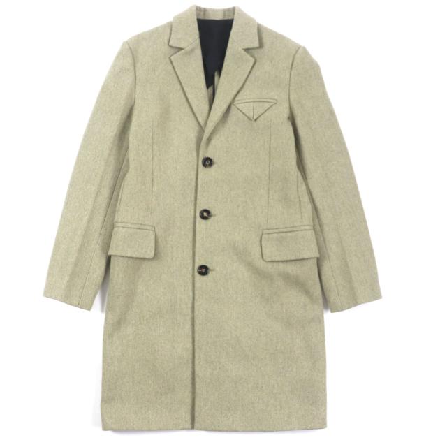 極美品▼BOTTEGAVENETA ボッテガヴェネタ 20AW 647389 ウール80% シングル チェスターコート グリーン系 46 イタリア製 正規品 メンズ