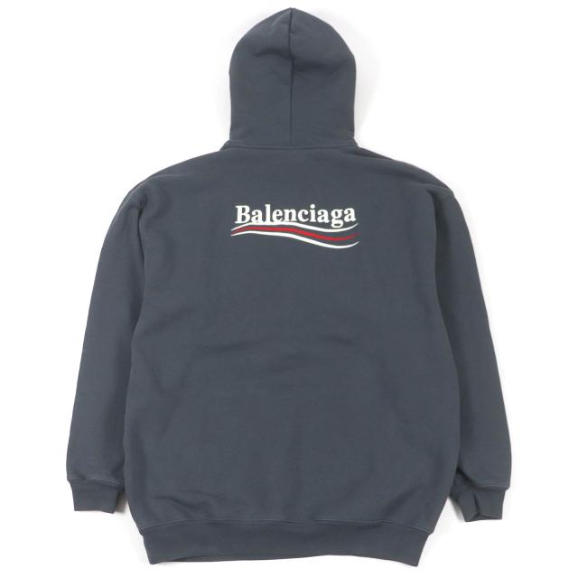 美品□BALENCIAGA バレンシアガ 2021年製 578135 キャンペーンロゴ エンブロイダリー パーカー グレー S イタリア製 正規品 メンズ_2