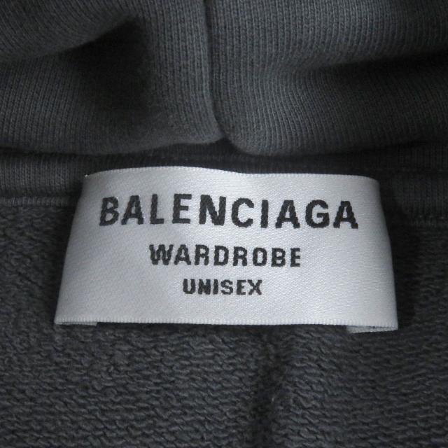 美品□BALENCIAGA バレンシアガ 2021年製 578135 キャンペーンロゴ エンブロイダリー パーカー グレー S イタリア製 正規品 メンズ_4