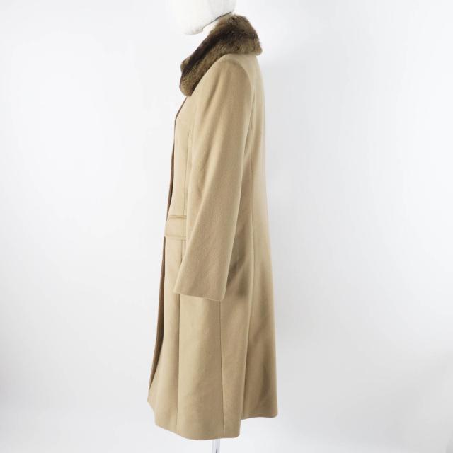 FOXEY フォクシー グレー カシミアロングコート チンチラ襟ベルト付き