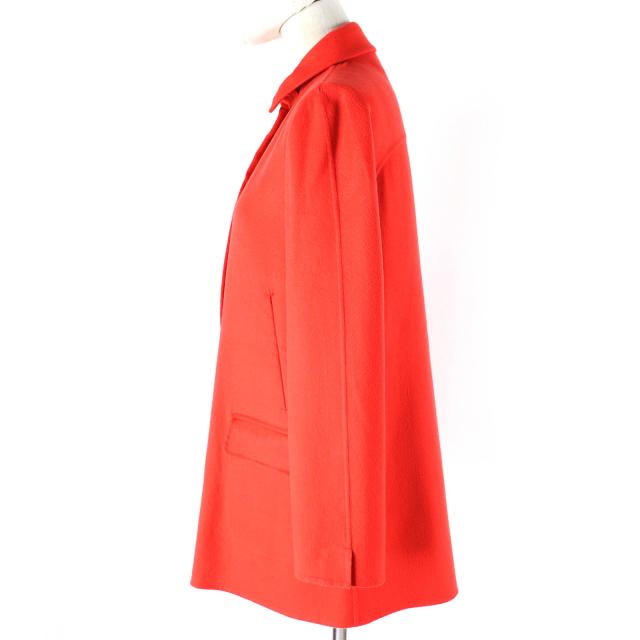 極美品△Loro Piana ロロピアーナ FAE8021 カシミヤ100％ ロゴボタン ハーフ コート 薄手 レッドオレンジ系 38 伊製 正規品 レディース 極美品△Loro Piana ロロピアーナ FAE8021 カシミヤ100％ ロゴボタン