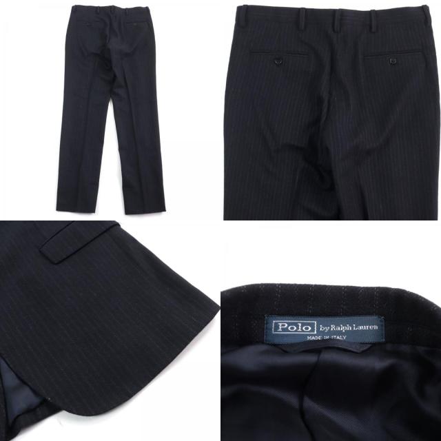 美品○Polo by Ralph Lauren ポロバイラルフローレン GARRISON SUIT シングル 2B スーツ ネイビー系 ストライプ柄 42 S 正規品 メンズ 美品○Polo by Ralph Lauren ポロバイラルフローレン GARRISON SUIT