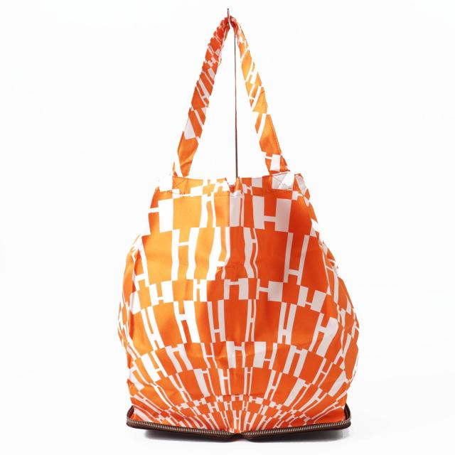 極美品◎HERMES エルメス シルキーポップ シルバー金具 ブッフルスキッパー シルク エコバッグ ブラウン オレンジ 箱・保存袋付き 仏製 エコバッグ