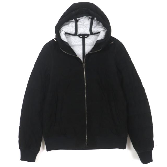 美品▼HERNO Resort  ヘルノ リゾート 20SS PL002UR ヤギ革 レザー ロゴプレート・フード付き ZIPUP 中綿 ジャケット 44 正規品 メンズ